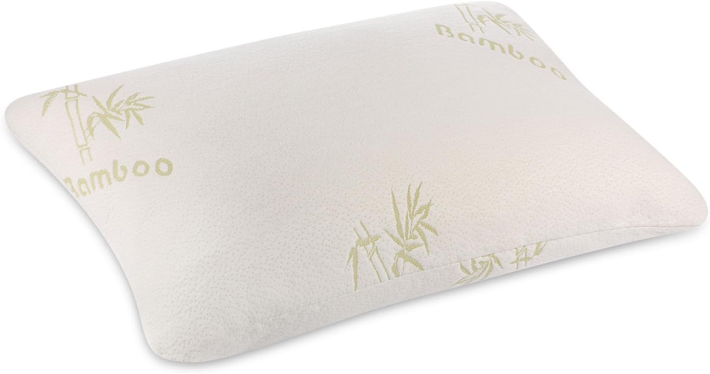 Herbs Dream Side Sleeper Bamboo Pillow Shredded Memory Foam Pillow with Zipper Removable Washable Pillowcase Cover Queen Size