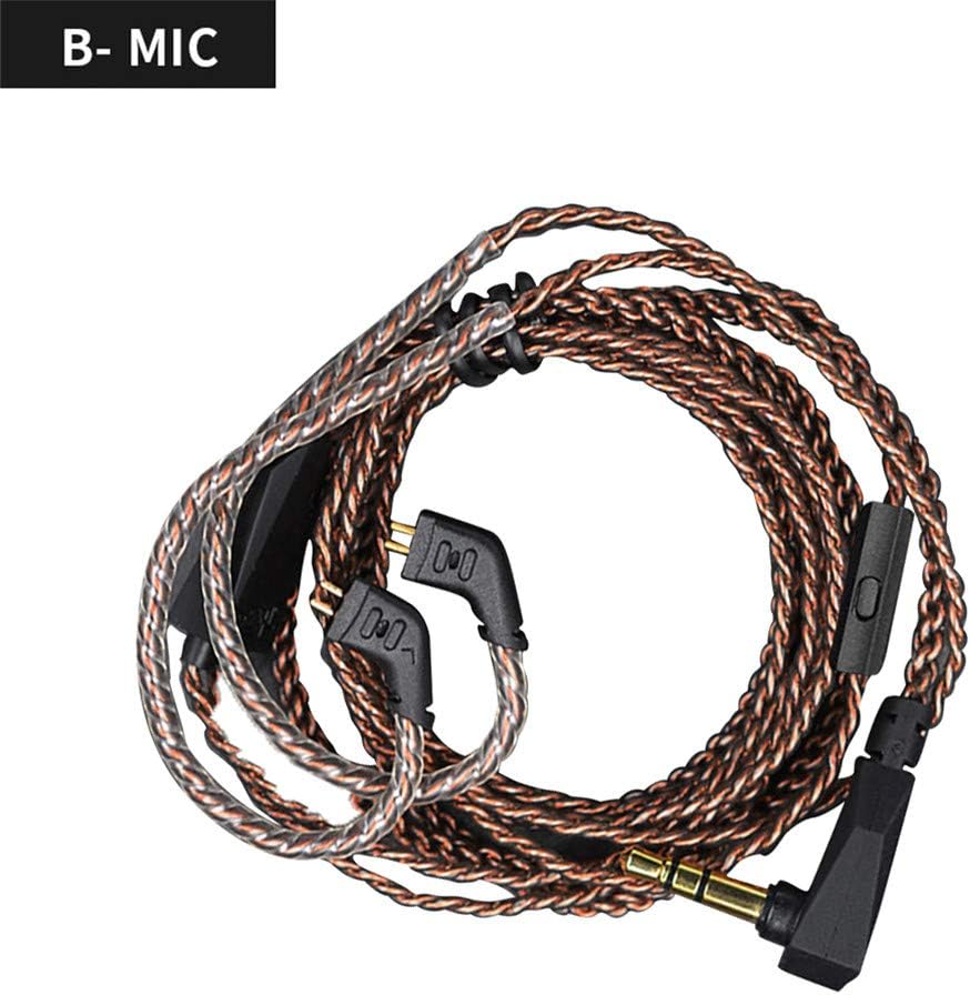 KZ Original Line High Purity Oxygen-Free Copper Twist Upgrade Line 3.5mm Plug 0.75mm Pin KZ-ZST / ED12 / ES3 / ZSR / ZS10 (B Type + With Mic)
