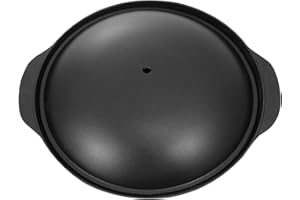 GALPADA Cast Aluminium Small Casserole with Lid 24cm Black Non-Stick Pot for Braised Chicken and Clay Pot