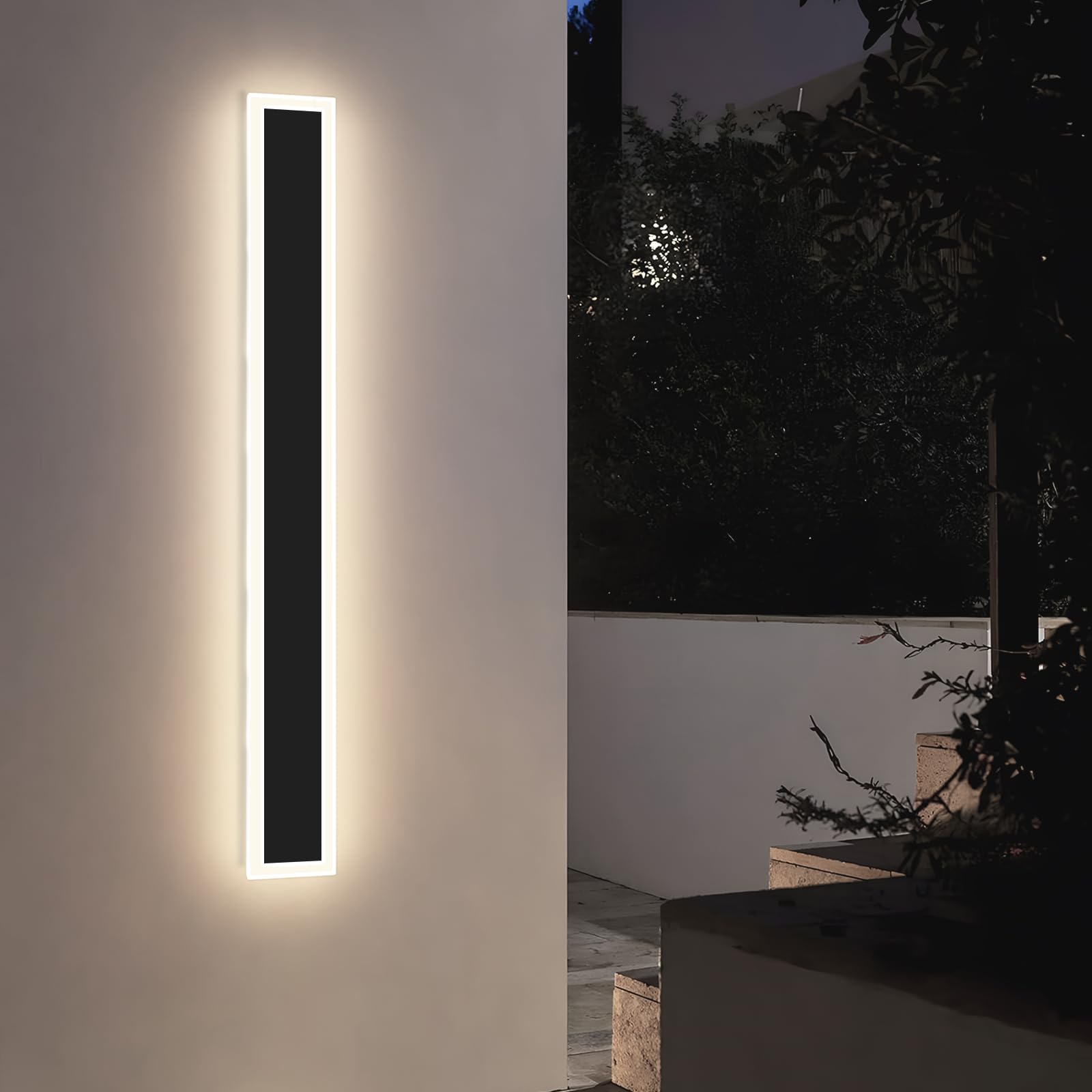 ZTWLEED LED Outdoor Wall Lights,12W Wall Lamp Natural White 4000K,Waterproof Exterior Acrylic Long Outdoor Wall Light for Garden Villa Porch Terraces Garage,60CM