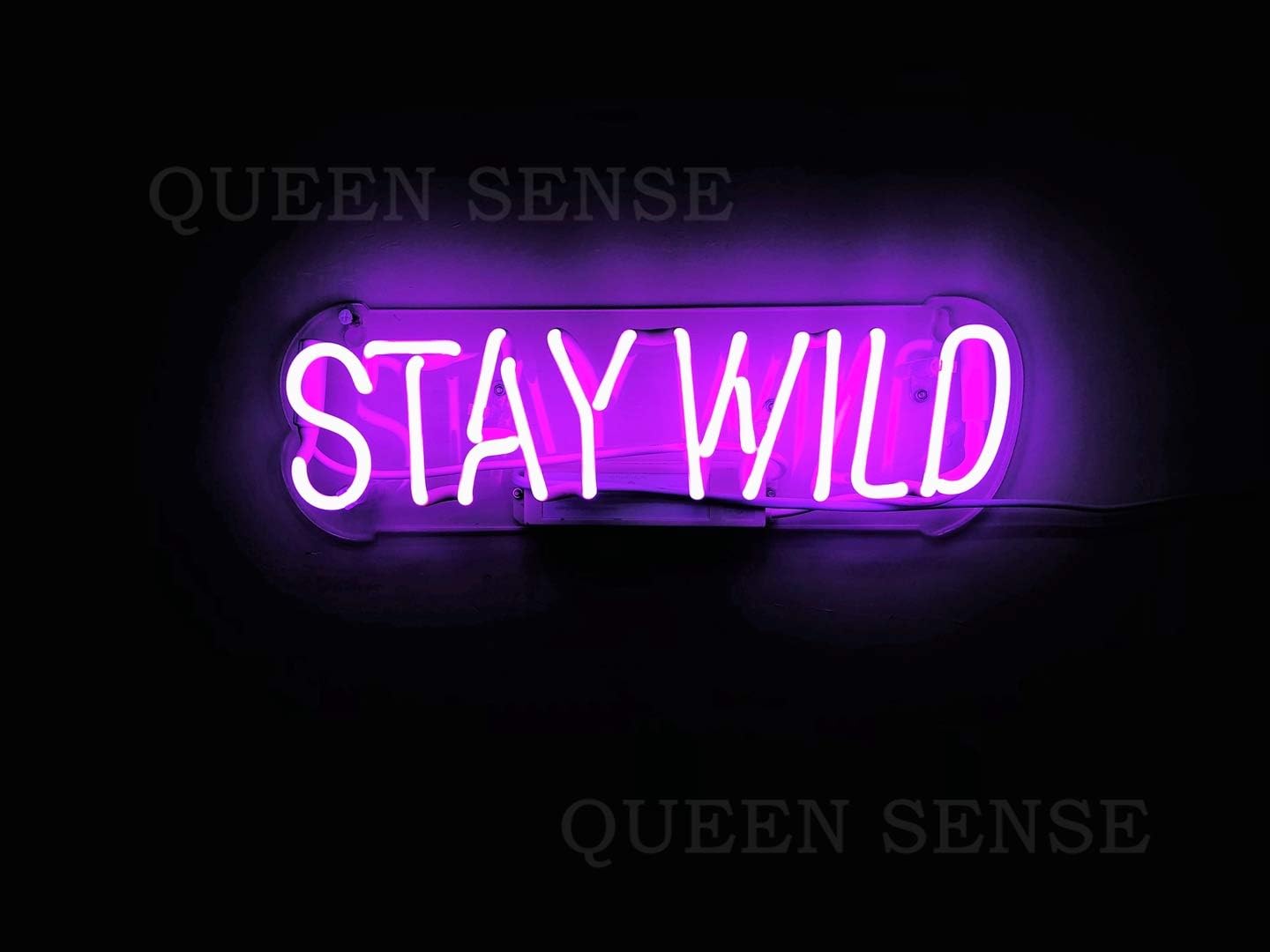 Queen Sense 20 Stay Wild Purple Neon Sign Light Decorated Acrylic Panel Handmade Beer Bar Pub Man Cave Lamp Ut174 Amazon Com