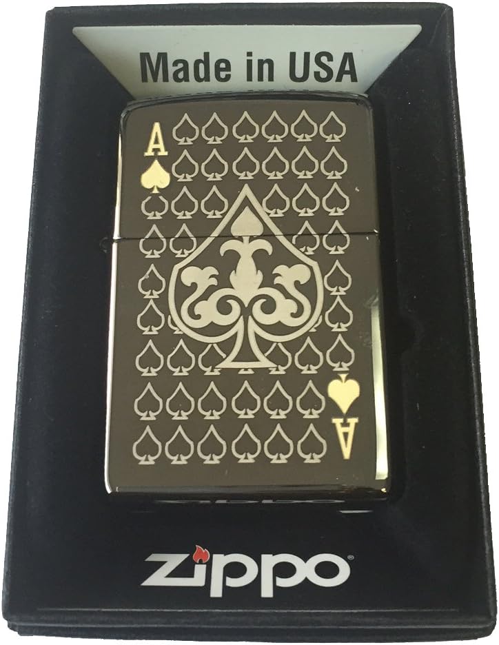 Zippo Custom Lighter - Ace of Spades Laser Engraved Black Ice