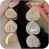 Statement Gold Leaf Earrings for Women Trendy, Dainty Ginkgo Leaf Long Tassel Dangle Earrings Bohemian Leaves Zircon Stud Boho Fairy Ear Jewelry Gifts