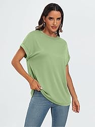 AUTOMET Womens Summer Tops Oversized Short Sleeve