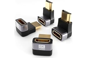 PANPEO 8K@60Hz Right Angle HDMI Adapter, 90 Degree and 270 Degree HDMI Adapter (4 Pack)