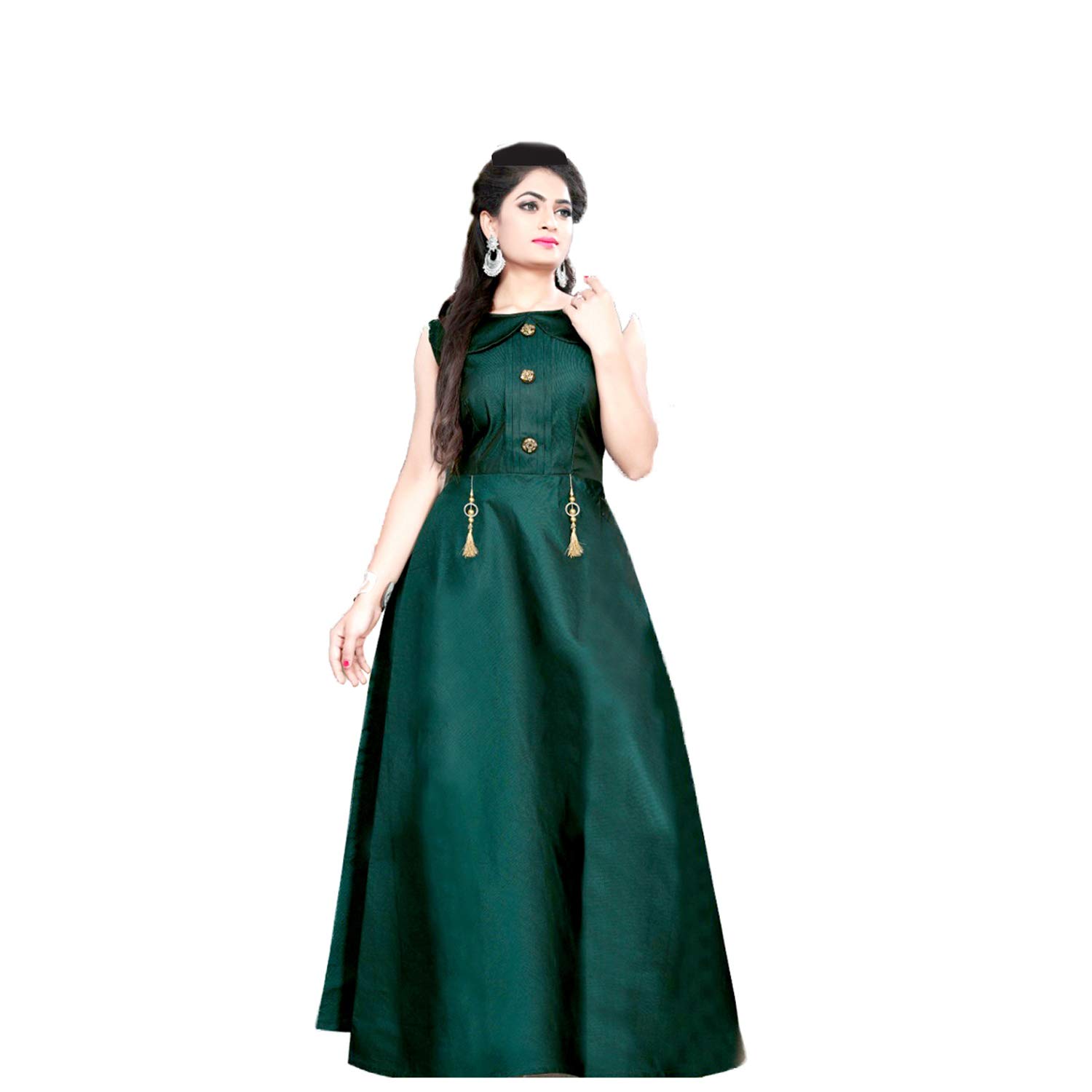 dark green colour gown