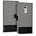 kwmobile Wallet Case Compatible with Xiaomi Redmi Note 4 / Note 4X - Case Fabric and Faux Leather Phone Flip Cover - Grey/Black