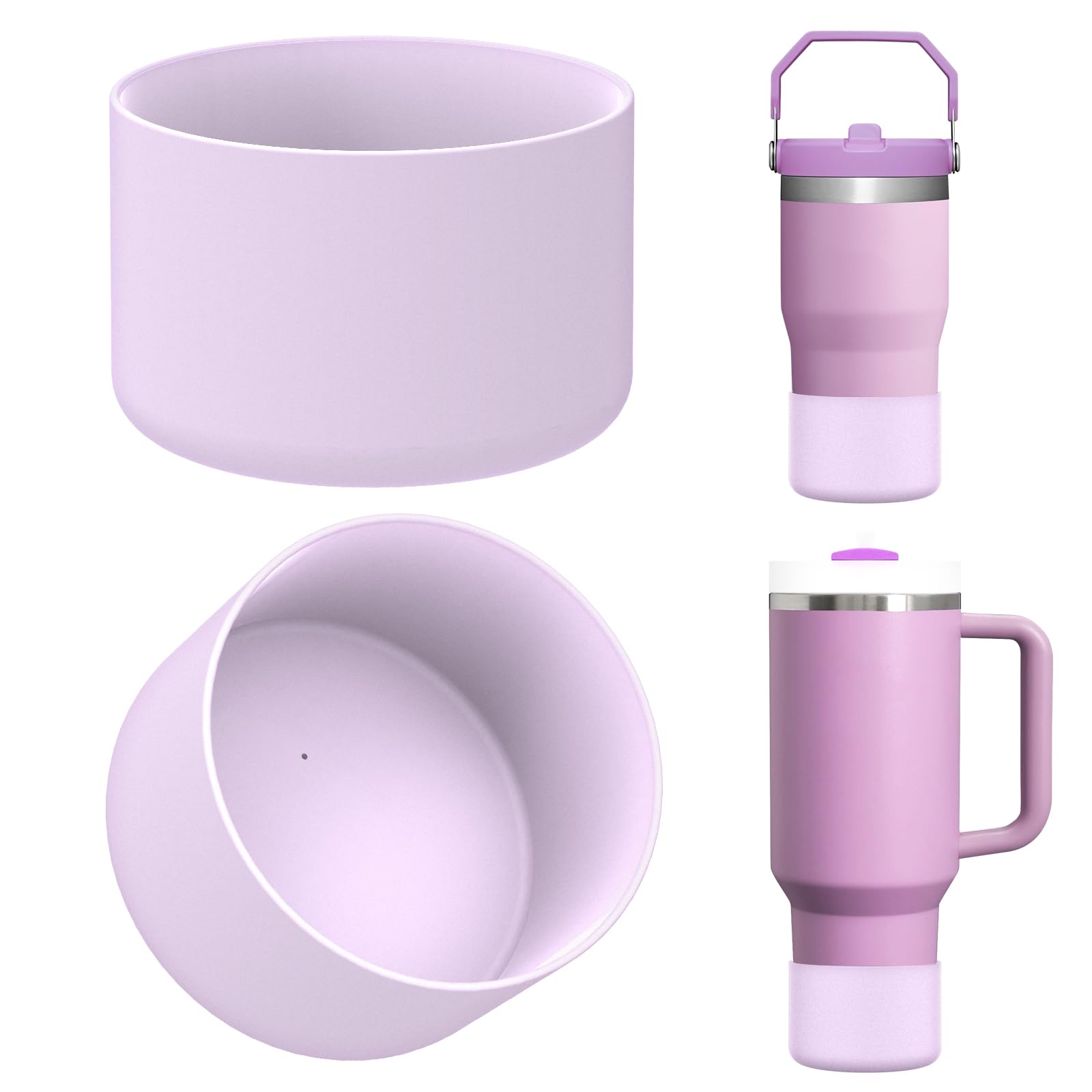 Linkidea 2 Pack Water Bottle Boot Compatible with Stanley Quencher H2.0 20oz/30oz/40oz, IceFlow Flip 20oz/30oz Tumbler, Silicone Bottle Bottom Sleeve Cover Bumper Protector (Orchid)