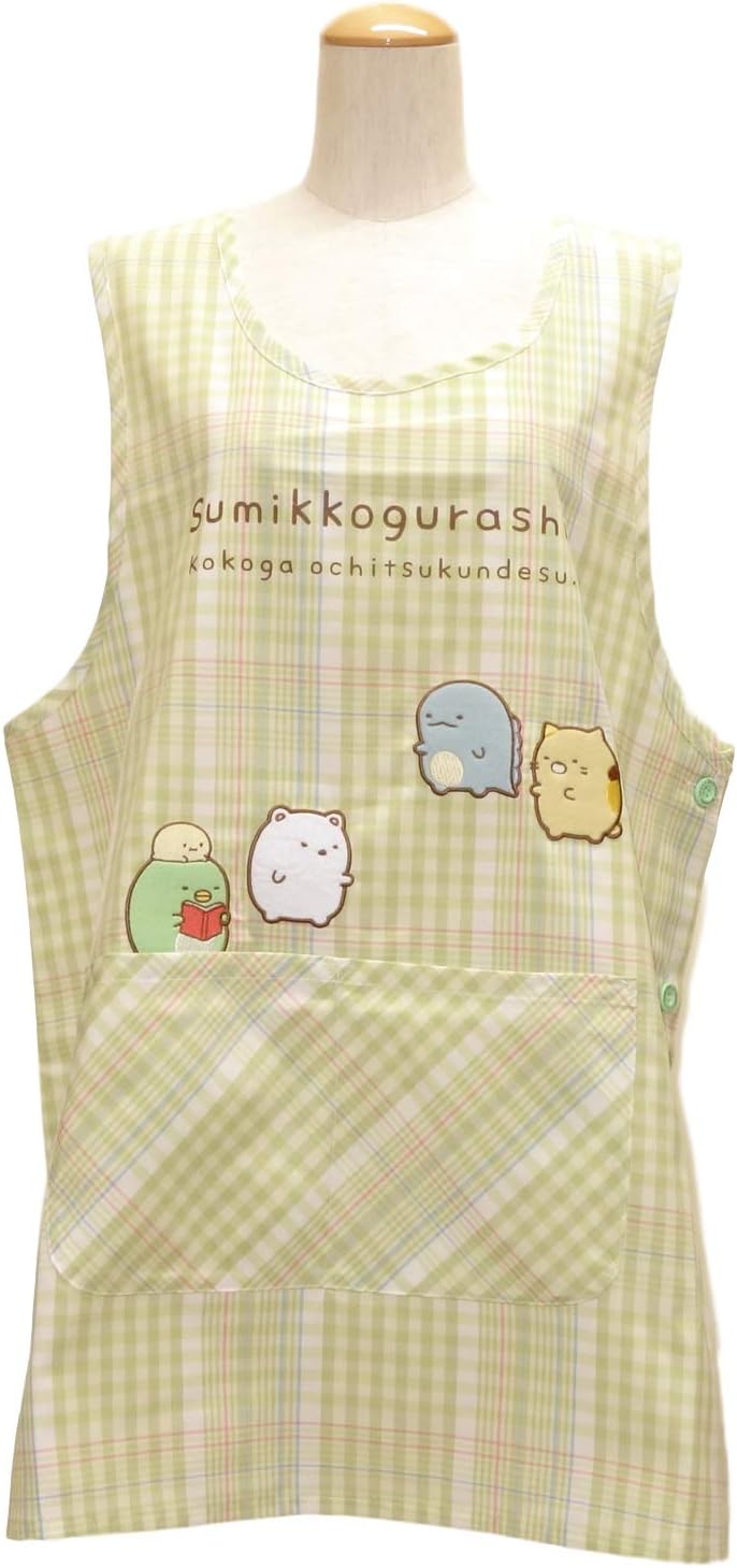 Amazon.co.jp： すみっコぐらし 大きいサイズ LL-3L サイドボタン アップリケ エプロン サンエックス グリーン 44215g