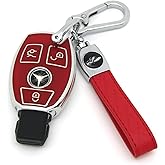 HAOYOUMEI Suitable For Mercedes Benz keys.Advanced soft TPU key Cover is compatible with CLS CLK AMG CLK GLC GLE GLS ML SL SLK A C E R S G Smart Remote Key (Type A red Key Case + key chain set)