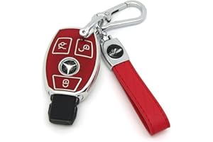 HAOYOUMEI Suitable For Mercedes Benz keys.Advanced soft TPU key Cover is compatible with CLS CLK AMG CLK GLC GLE GLS ML SL SLK A C E R S G Smart Remote Key (Type A red Key Case + key chain set)