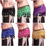 Etosell Chiffon Belly Dance Hip Scarf Rhinestone Tassel Sequin Hip Wrap Belt