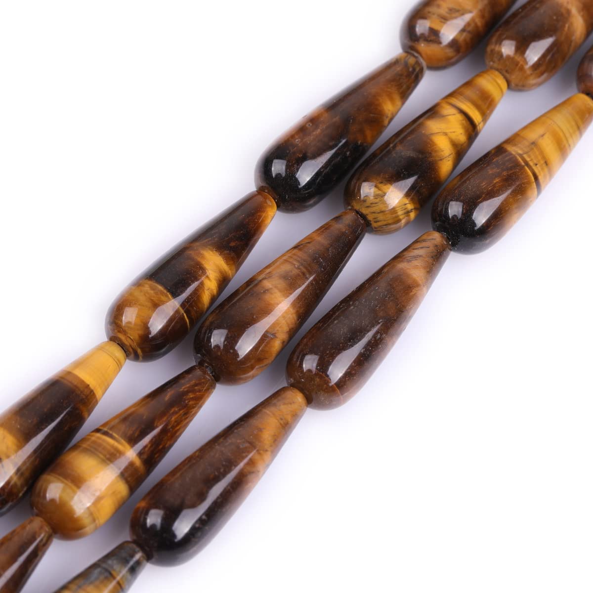 Sweet & Happy Girl's Store 10x30mm Drop Gemstone Tiger Eye Beads Strand 15 Inch Jewellery Making Beads