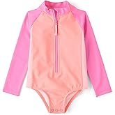 The Children's Place Baby-Girls and Toddler Long Sleeve Half Zip One Piece Rashgaurd Swimsuit