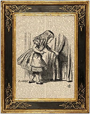 Dreamery Studio, Alice in Wonderland Art Print on Upcycled Antique Book Page, Tiny Door 8x10.5
