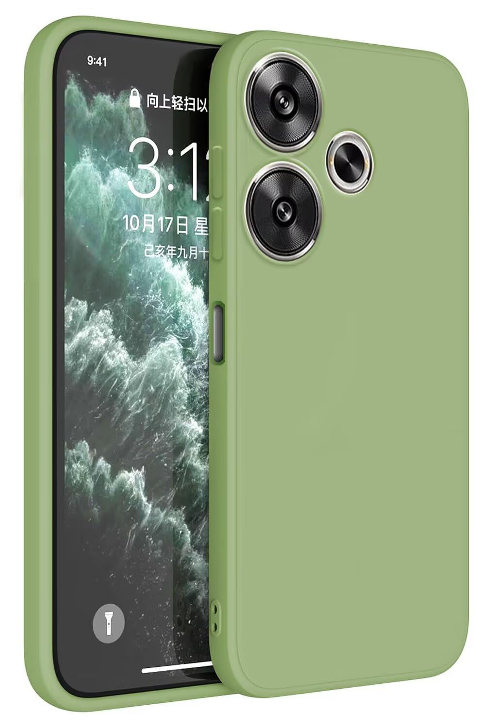 HAFFAN TPU Silicone Case Compatible with POCO F6 (6.67" inches), Cover Holster Sleeve - Matcha Green โ image 1