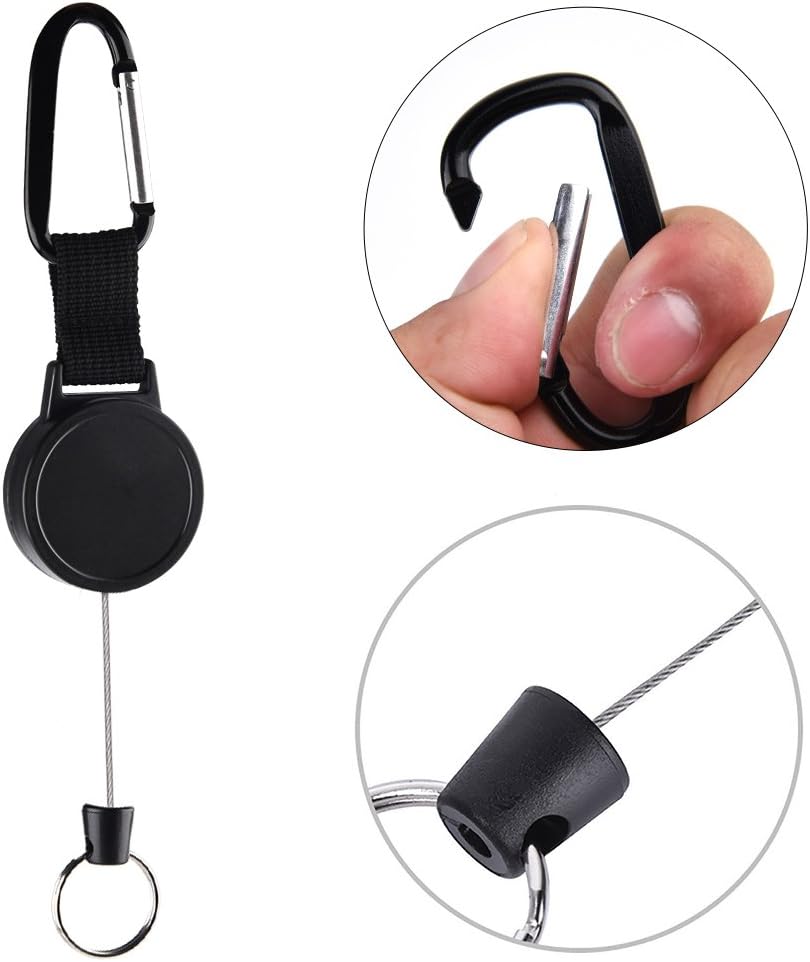 KUUQA 3 Pieces Heavy-Duty Retractable Keychains Retractable Badges Reel Clip with 65cm/ 25 Inches Steel Wire Rope, Black - Image 4
