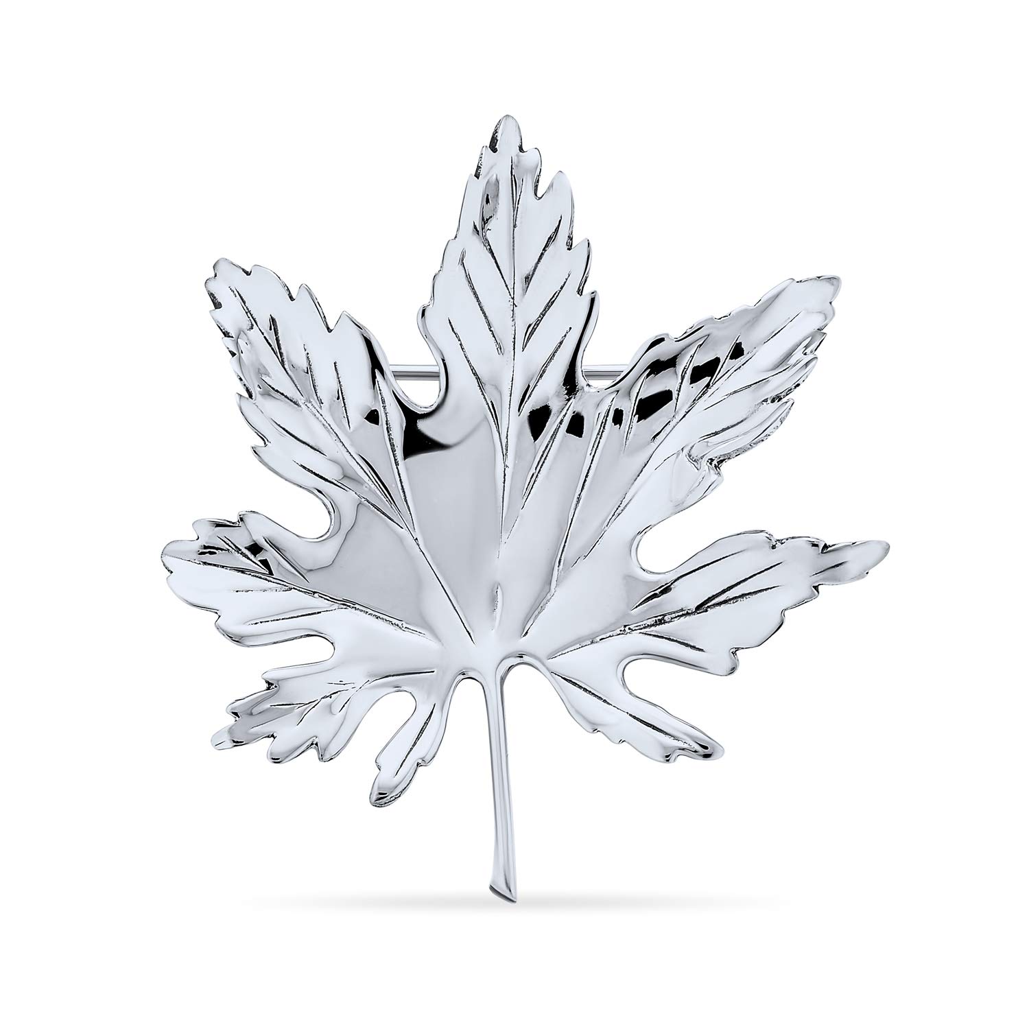 Large Canada National Symbol Maple Leaf Pin Brooch Maple Tree Western Jewelry For Women Accessory .925 Sterling Silver Polished