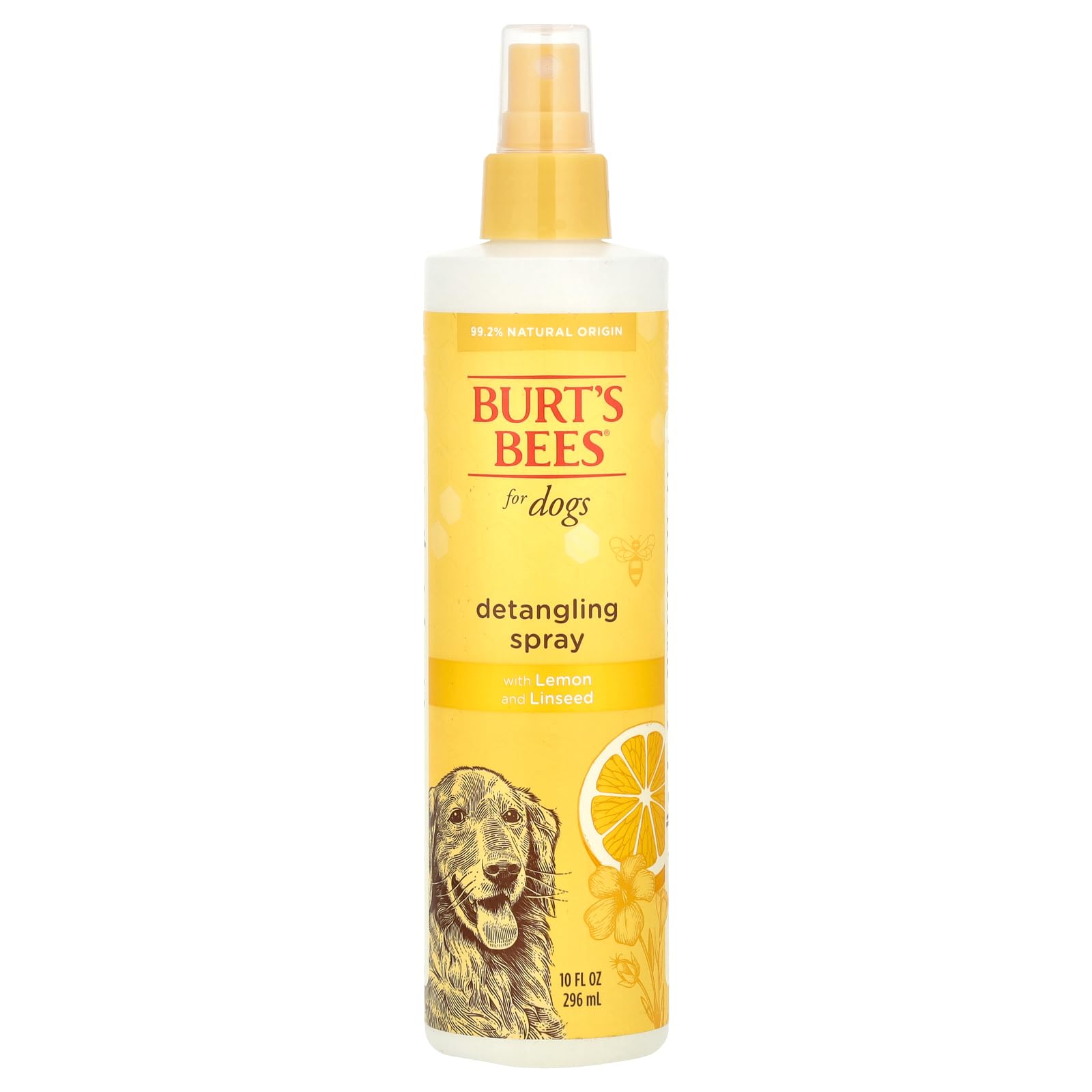 Photo 1 of Burt's Bees for Pets Detangling Spray for Dogs with Lemon and Linseed Oil, 99.7% Natural Origin Formulas, Waterless Canine Shampoo - Gentle Dry Cleanser for Pups 10 oz