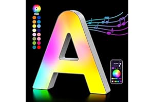KANGTAIXIN Light Up Letters USB Powered, LED Marquee Letters Lights Color Changing Name Sign, Gifts for Girls Women Party Birthday Decorations, APP Control, Night Light Christmas Valentine Wall Table Decor - A