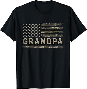 Camo Grandpa Camourflage USA Flag Fathers Day T-Shirt