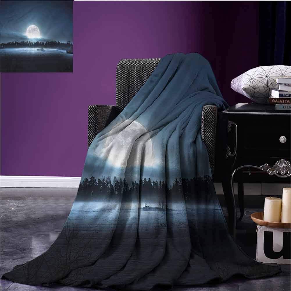 Night Sky Baby Blanket Flannel Throw Blanket Crescent Moon