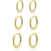 Gokeey Small Gold Huggie Hoop Earrings Set for Women Men, Hypoallergenic 14K Gold Plated Hoop Earring Cartilage Earrings Stack Sets for Multiple Piercing Jewelry Cute Mini Tiny Lightweight Earrings for Sensitive Ears Everyday