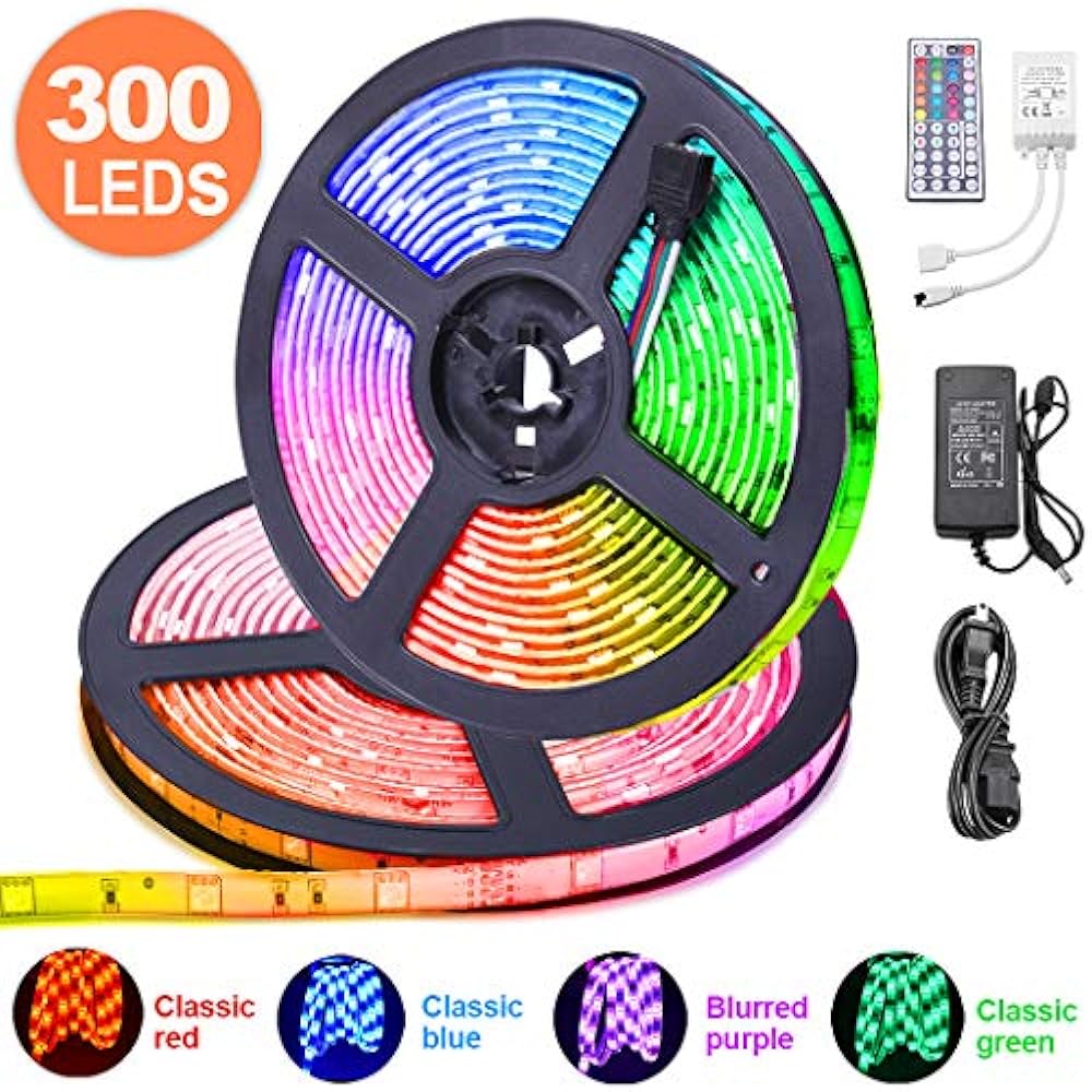 LED Strip Lights 32.8 Ft, IP65 Waterproof Flexible RGB Tape Self