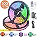 ESEYE LED Strip Lights 32.8 ft, IP65 Waterproof Flexible RGB Tape Lights Self Adhesive Multicolor 12V 5A 5050 300LEDs Neon Mood Ribbon Light kit for Room Kitchen TV Festival Illumination with Remote