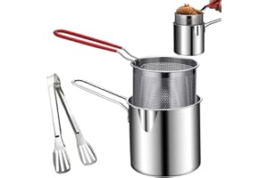 Japanese Pot - Traditional Frying Pan, Strainer Clip Skillet | Compact Fryer with Mesh Strainer, High Heat Resistant Cookware