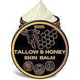 Untamed Organics Handmade Tallow & Honey Skin Balm | 100% Grass-Fed Grass-Finished Tallow + Raw Wild Honey | All Purpose Whole Body & Face Moisturizer For Sensitive Skin, 2 fl. oz. (Unscented)