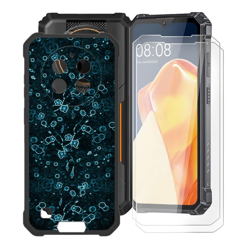KJYFOANI For Oukitel WP28 Phone Case and Screen Protector, Black Fashion Soft TPU Shockproof Cover + [2 PACK] Tempered Glass Protective Film For Oukitel WP28 (6.52") - XT23
