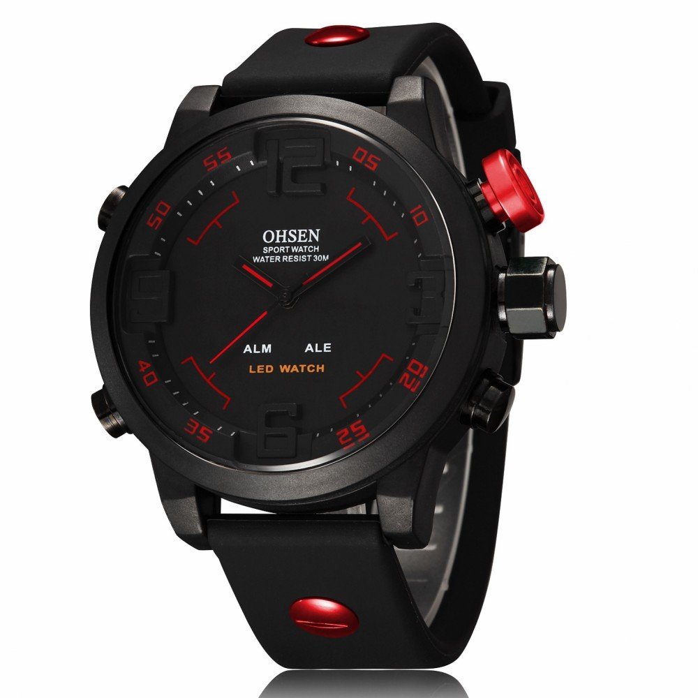 Ohsen Mens Waterproof Military Alarm Sport Led Digital Big Dial