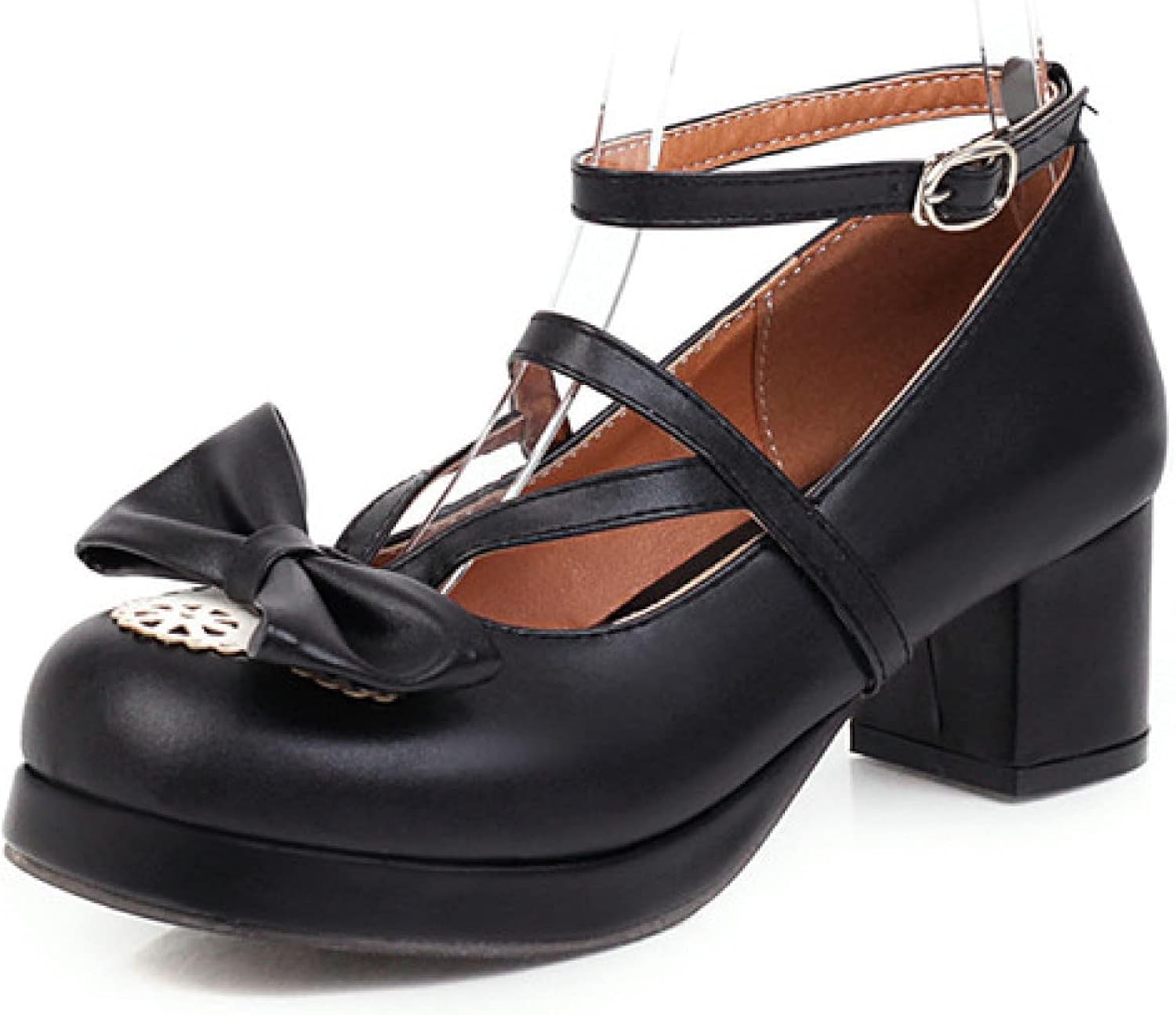 RHOMEIE Women's Sweet Bow Platform Mary Jane Shoes with Comfort Ankle