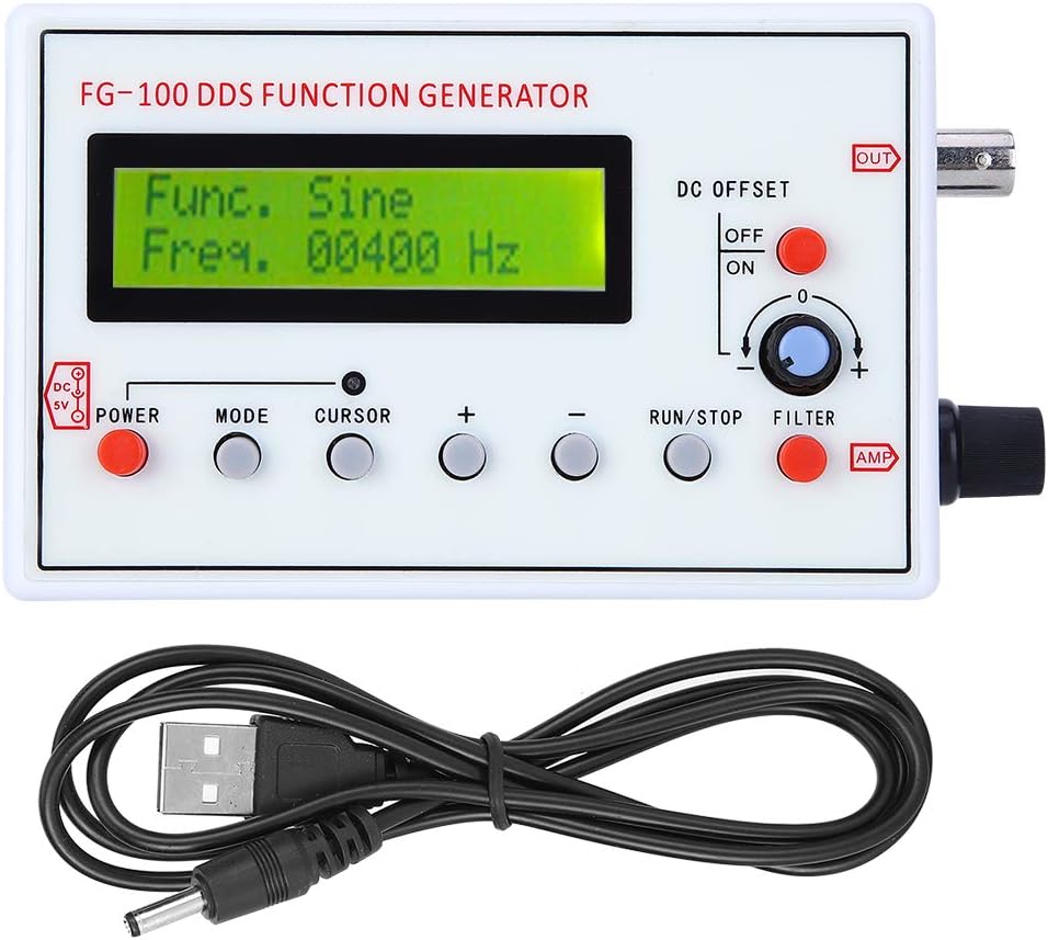 FG?100 DDS Function Generator, Sine Frequency 1HZ?500KHz Counter Source Generator Meter Output Sine Square Triangle Forward Sawtooth Wave