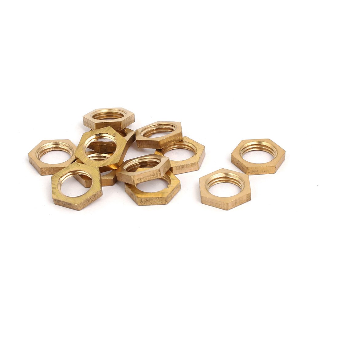 Sourcingmap 12 Pcs 1/8BSP Female Thread Brass Hex Nut Pipe Fitting Locknut