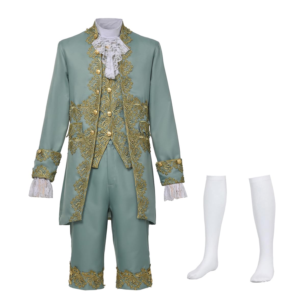 FAD-4U Men's Victorian Costume Suit Medieval Rococo Court Style Prince Outfit Set Aristocrat Cosplay Fancy Dress Renaissance Tudor Costume for Gentleman