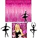 Adorox Metallic Silver Gold Rainbow Photo Backdrop Foil Fringe Curtains Party Wedding Event Decoration (Metallic Pink)
