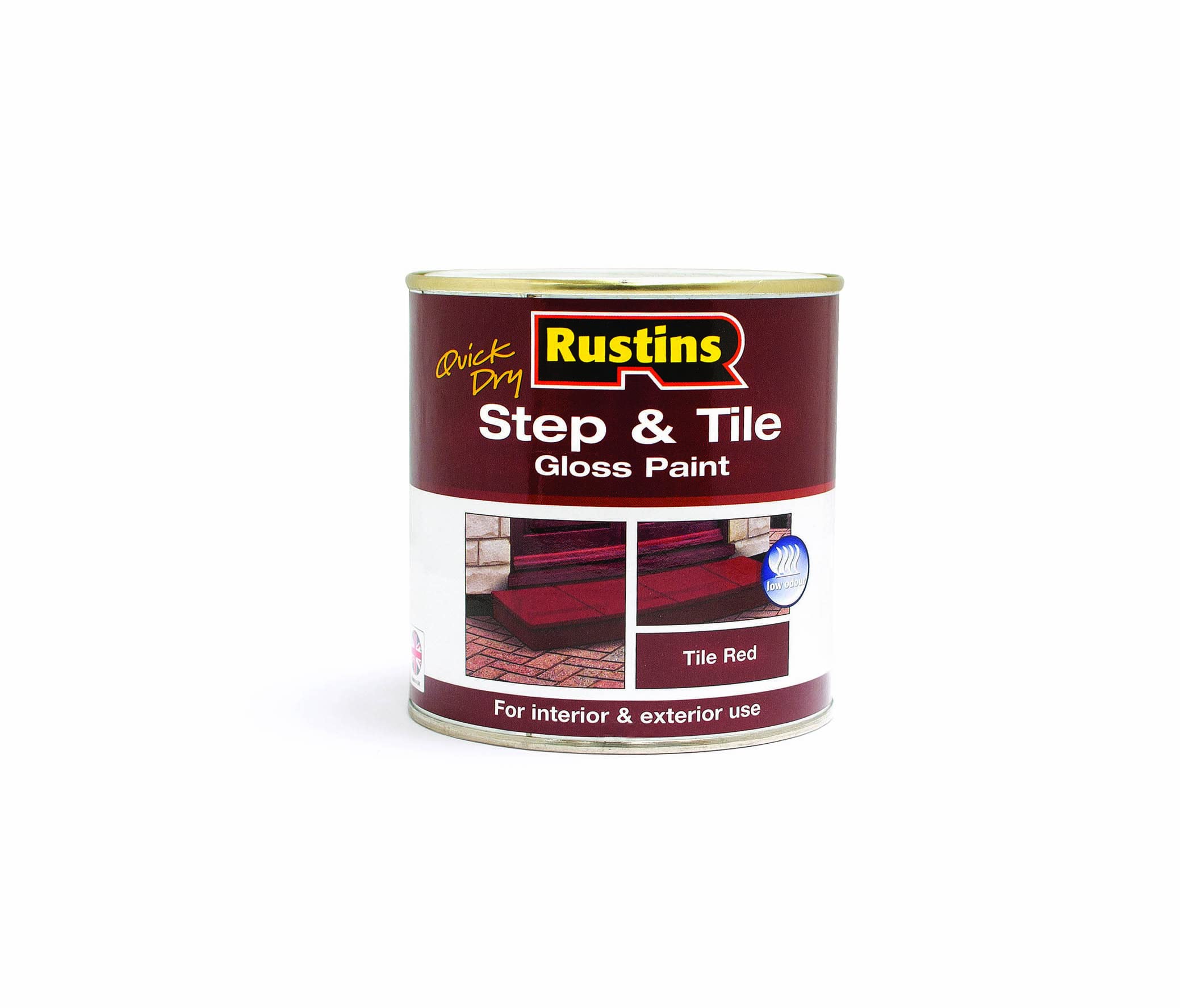 RUSTINS Step & Tile Paint Red 250ml – Hard-Wearing Floor Coating for Concrete, Stone & Brick – Durable, Slip-Resistant Finish for Indoor & Outdoor Use – Available in Red & Black