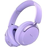 RORSOU B8 Bluetooth Headphones Over Ear, 6 EQ Music Modes and 50H Playtime Deep Bass Wireless Headphones with Mic, Lightweight Folding HiFi Stereo Headset for iPad/Travel/Tablet/PC/Home Purple
