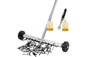 GRENPRO Magnetic Sweeper 2-Pack : Heavy Duty Nail Magnet Roller with Telescoping Handle 8.8LB Capacity for Workshop Garage Yard Construction Cleanup