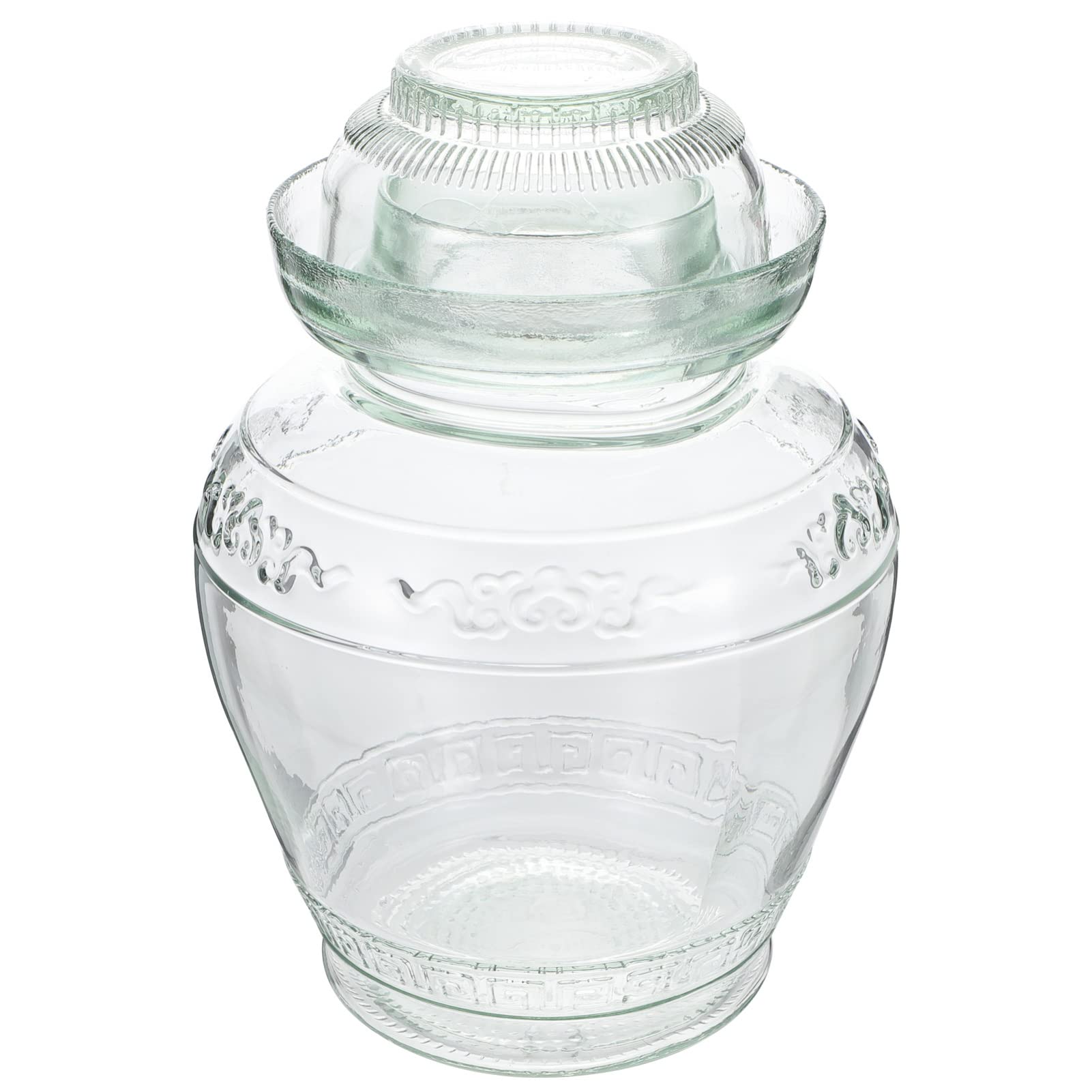 YARNOW Glass Fermentation Crock Large Capacity Pickle Jar with Water Seal Airlock Lid Clear Sauerkraut Crock for Pickling Sauerkraut, Kimchi, Paocai, (2.5L)