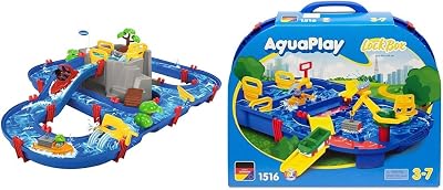 AquaPlay Mountain Lake Water Table 70-Piece Outdoor Garden Toy Ages 3+ & Lock