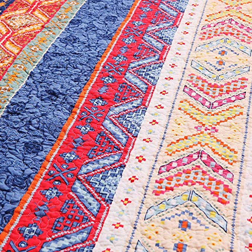 Exclusivo Mezcla Cotton Boho Quilted Throw Blanket for Couch Sofa