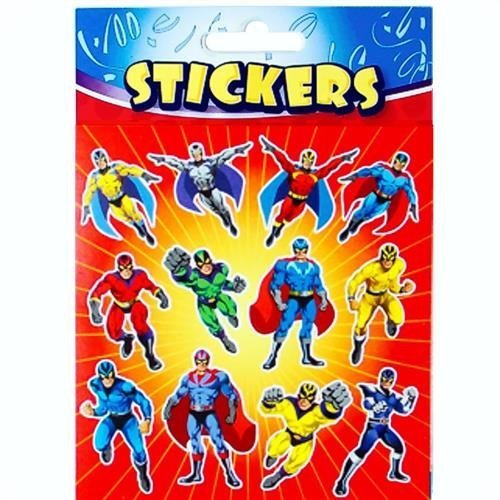 Superhero Stickers Party Bag Fillers, 12 sheets supplied