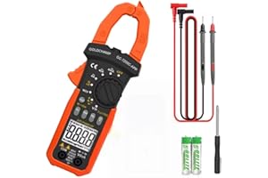 GOLDCHAMP Digital Multimeter Clamp Multimeter with APP Bluetooth, 4nF~40mF Capacitance Meter, 400uA/4000uA DC Current, True RMS AC Clamp Meter, 400Ω~40MΩ Resistance Meter, NCV Continuity Buzzer