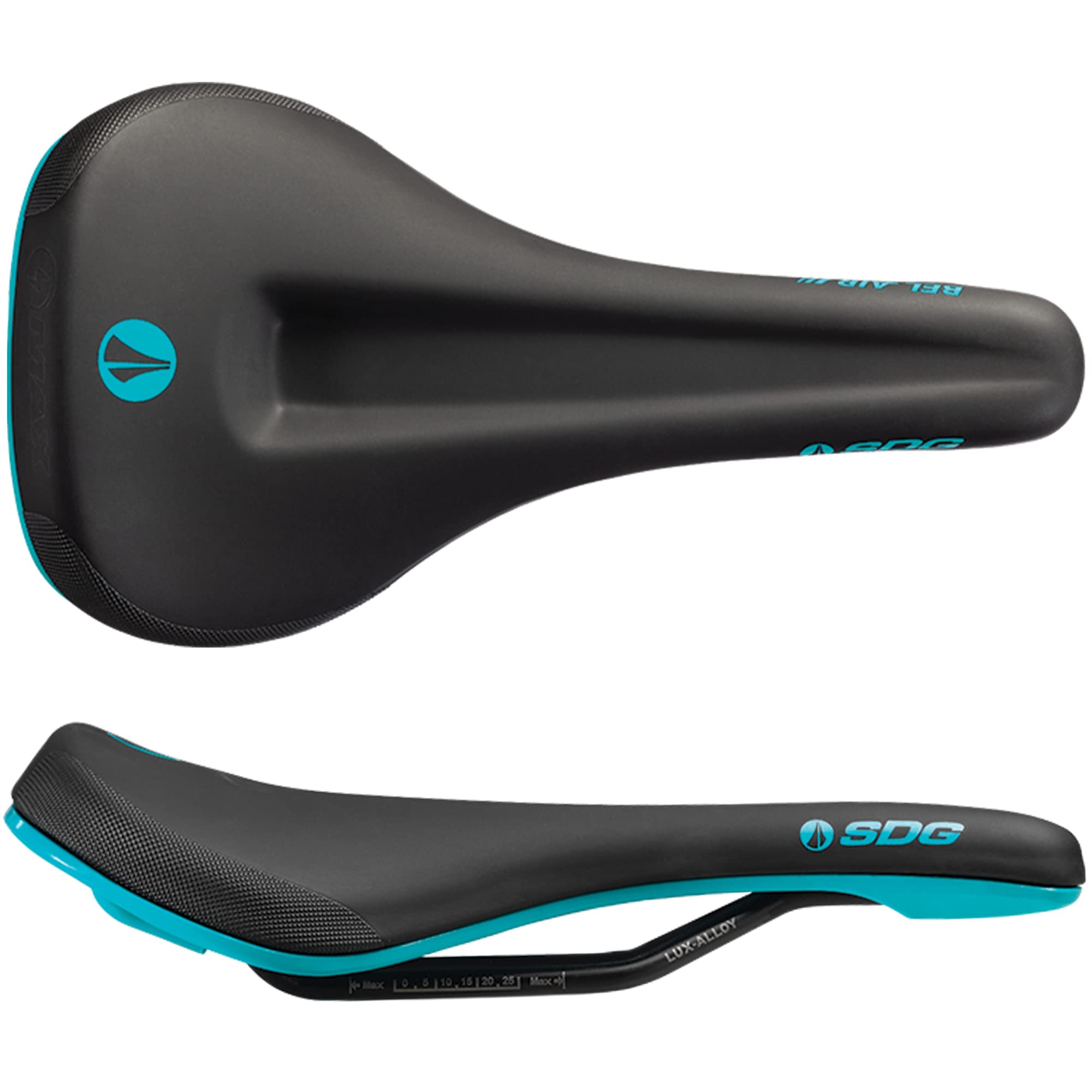 SDG Bel-Air V3 Turquoise Max Saddle – Black Microfibre Top | MTB, Trail & Gravel Comfort Saddle with Cut-Out & Lux-Alloy Rails