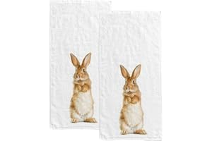 Vantaso Standing Rabbit Fingertip Hand Towels 2 PCS Set Absorbent Bath Face Towels Soft Hair Drying Cloth for Bathroom Kitchen Gym Spa Quick Dry, 30"x15"