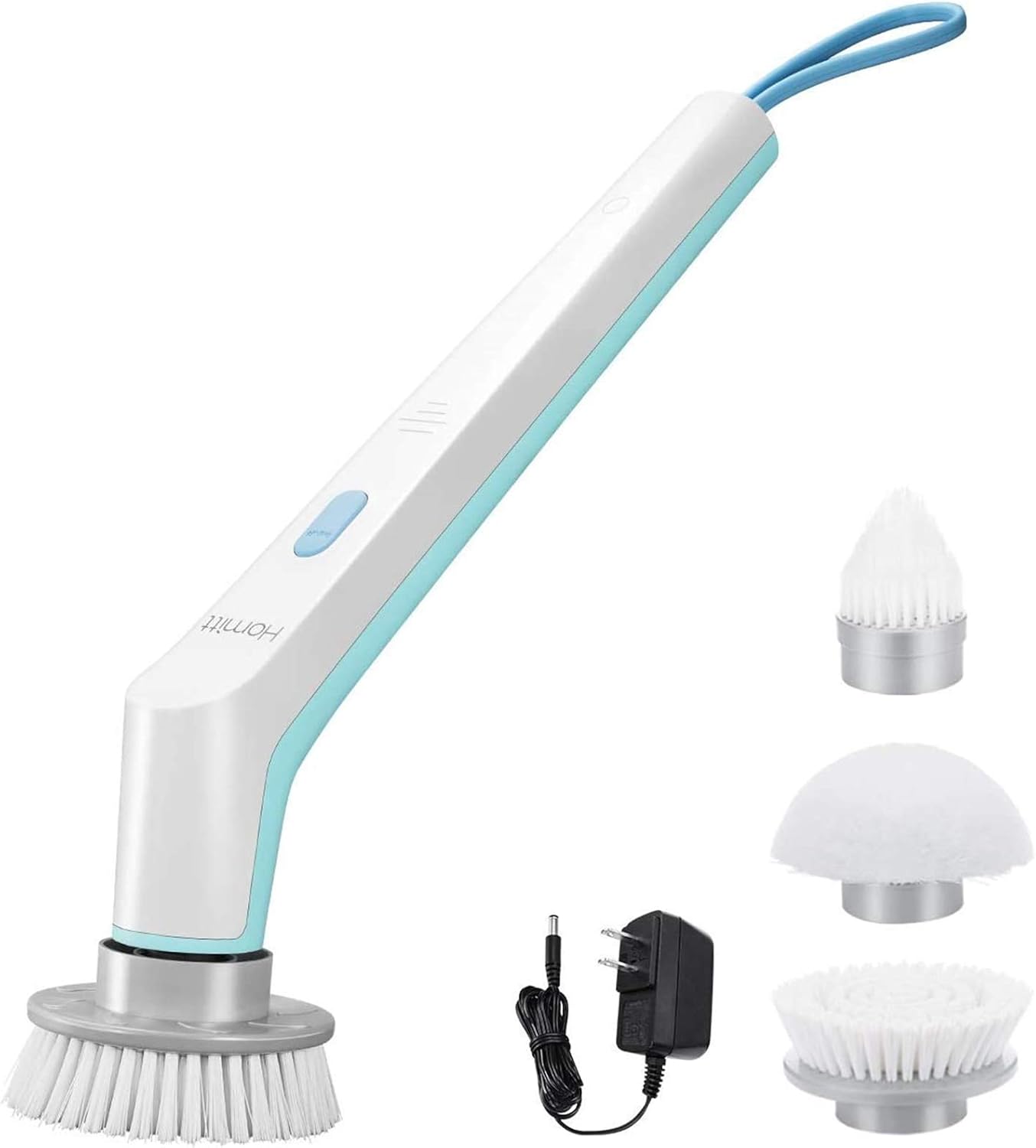 Homitt elektrische Reinigungsbürste, Mini Spin Scrubber drahtlos, mit 3 einstellbar Bürstenkopfe, 360° Multifunctional Bürste Schrubben, aufladbar, für Ecken, Badzimmer, Toilette