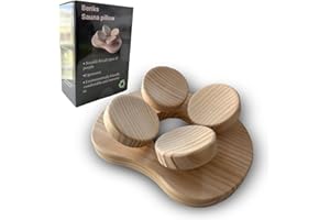 Benks Wooden Sauna Headrest with rotatable disc, Sauna Pillow，Sauna Accessory for Stiff Neck, Shoulder Pain, Head Health and Relaxation